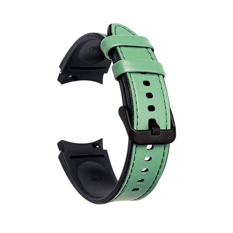 For Samsung Galaxy Watch5 Pro 45mm/5 44mm/5 40mm Silicone + Leather Black Buckle Watch Band