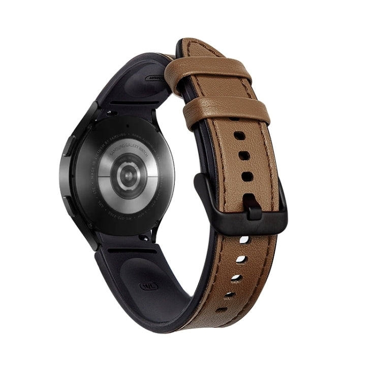 For Samsung Galaxy Watch5 Pro 45mm/5 44mm/5 40mm Silicone + Leather Black Buckle Watch Band