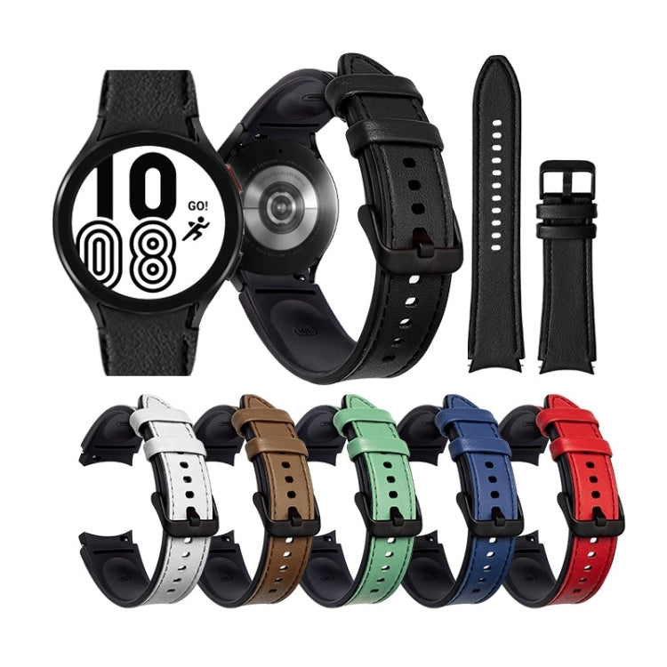 For Samsung Galaxy Watch5 Pro 45mm/5 44mm/5 40mm Silicone + Leather Black Buckle Watch Band
