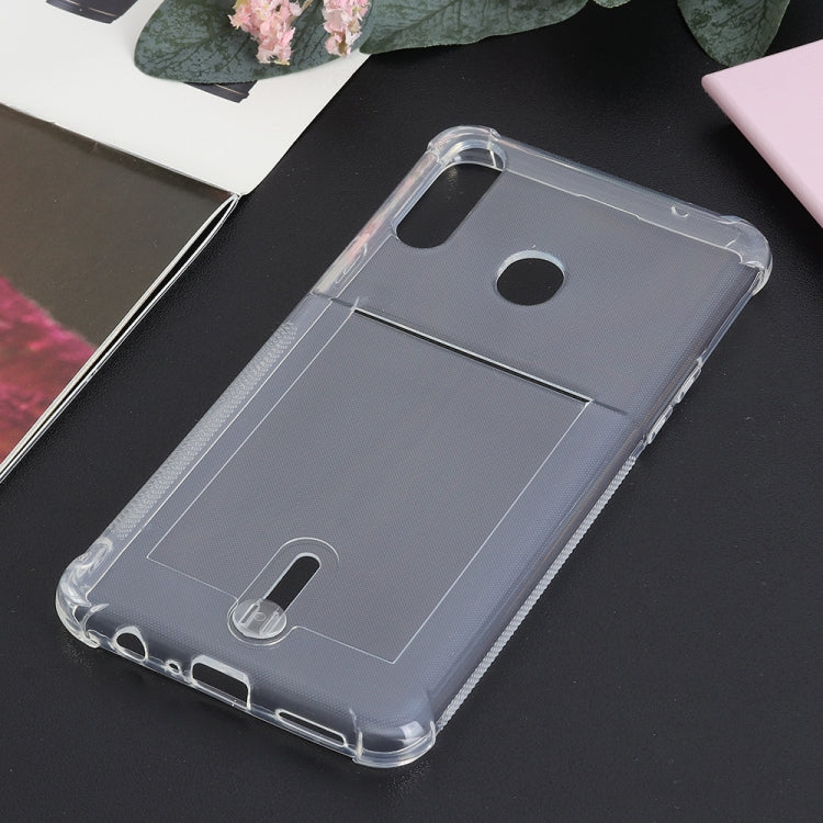 For Galaxy A10s Transparent Shockproof Protective Case with Card Slot