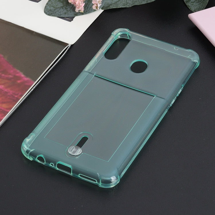 For Galaxy A20s Transparent Shockproof Protective Case with Card Slot