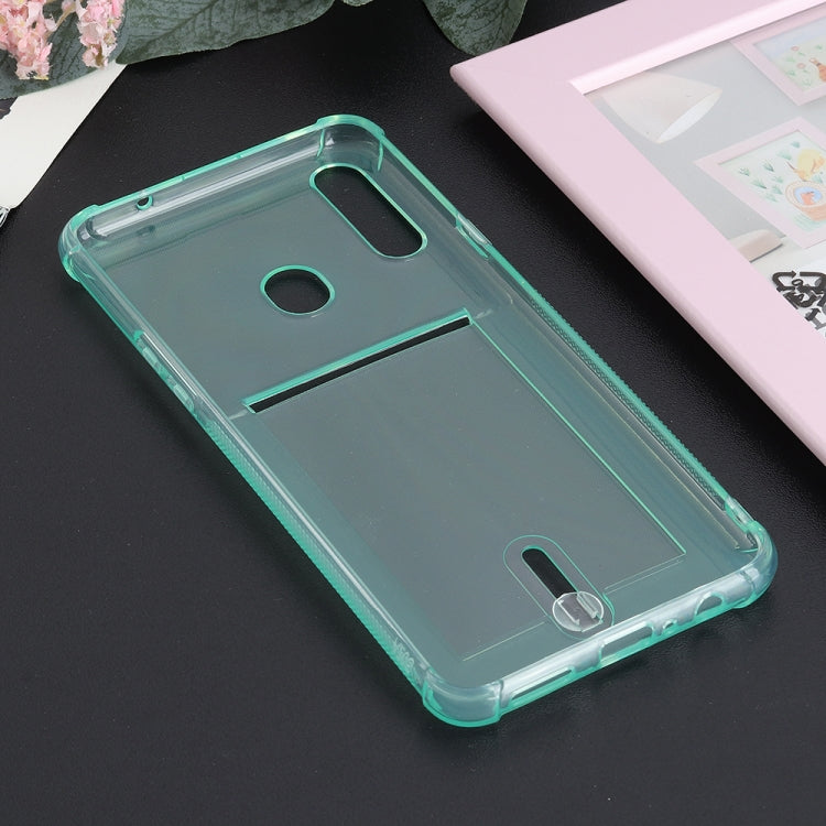 For Galaxy A20s Transparent Shockproof Protective Case with Card Slot