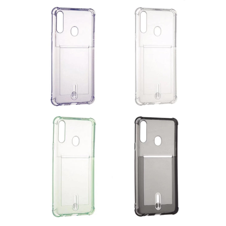 For Galaxy A20s Transparent Shockproof Protective Case with Card Slot