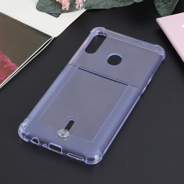 For Galaxy A20s Transparent Shockproof Protective Case with Card Slot