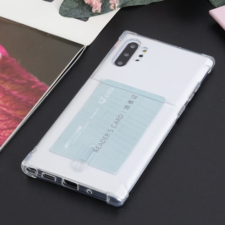 For Galaxy Note 10 Plus Transparent Shockproof Protective Case with Card Slot