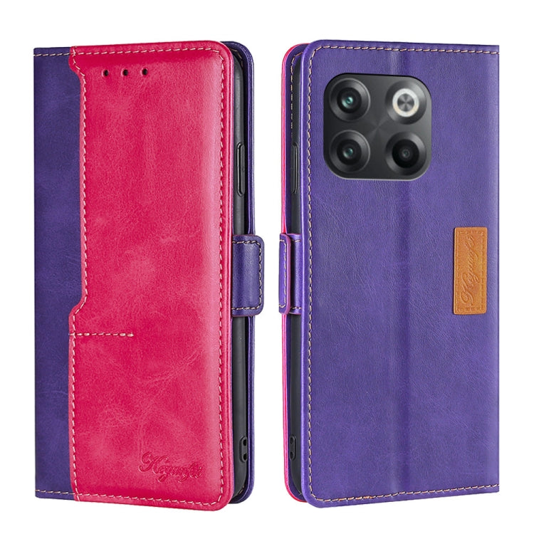 For OnePlus 10T Contrast Color Side Buckle Leather Phone Case