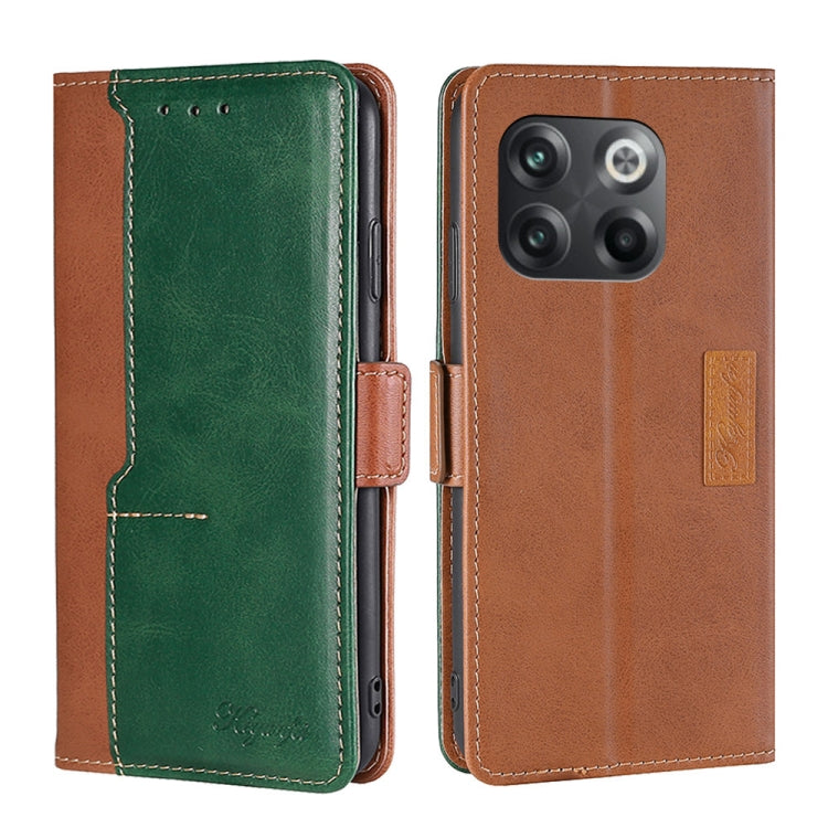 For OnePlus 10T Contrast Color Side Buckle Leather Phone Case