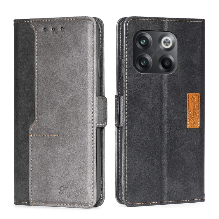 For OnePlus 10T Contrast Color Side Buckle Leather Phone Case
