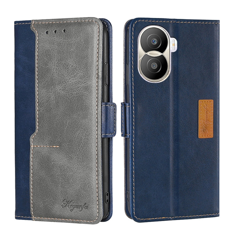 For Honor X40i Contrast Color Side Buckle Leather Phone Case