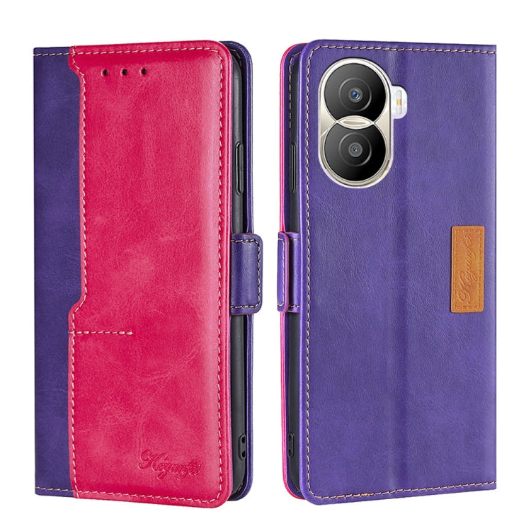 For Honor X40i Contrast Color Side Buckle Leather Phone Case