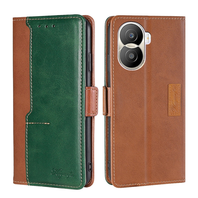 For Honor X40i Contrast Color Side Buckle Leather Phone Case