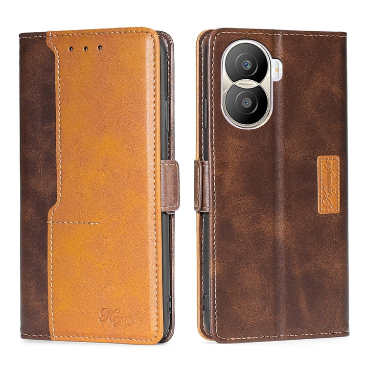 For Honor X40i Contrast Color Side Buckle Leather Phone Case
