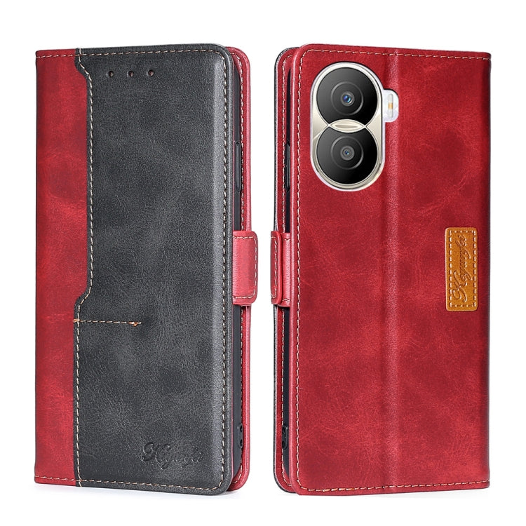 For Honor X40i Contrast Color Side Buckle Leather Phone Case