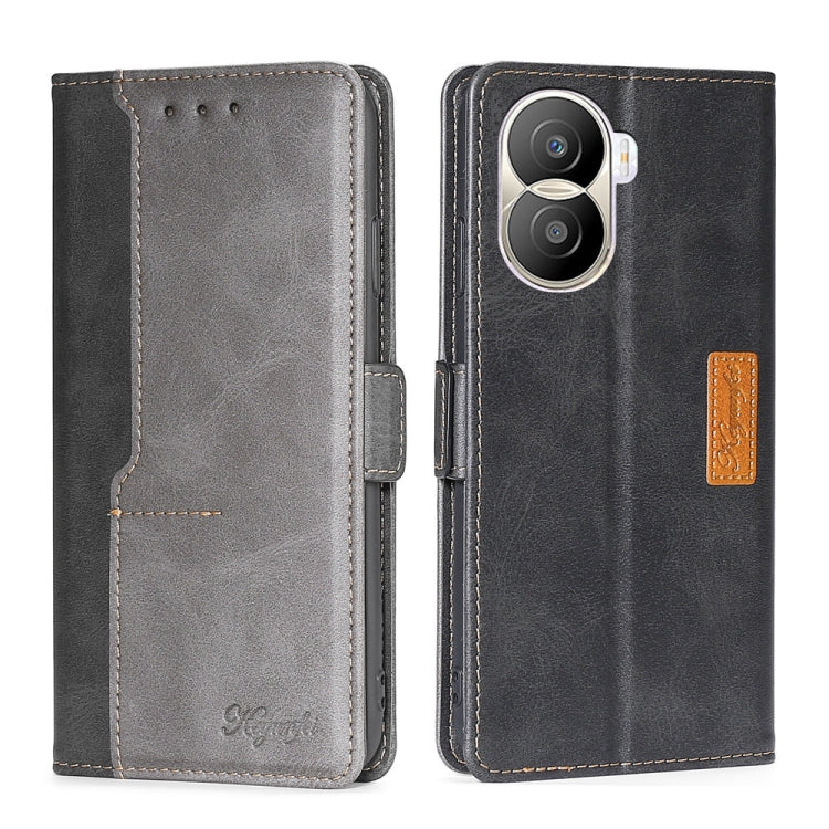 For Honor X40i Contrast Color Side Buckle Leather Phone Case