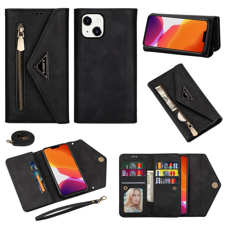 For iPhone 14 Skin Feel Zipper Horizontal Flip Leather Case