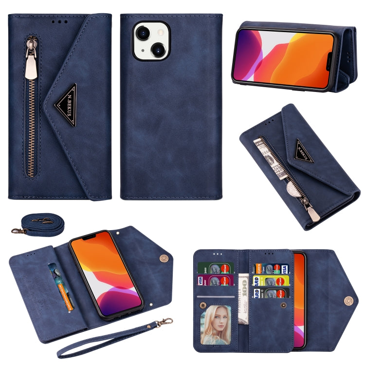 For iPhone 14 Skin Feel Zipper Horizontal Flip Leather Case