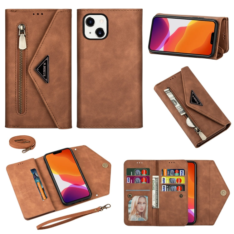 For iPhone 14 Skin Feel Zipper Horizontal Flip Leather Case