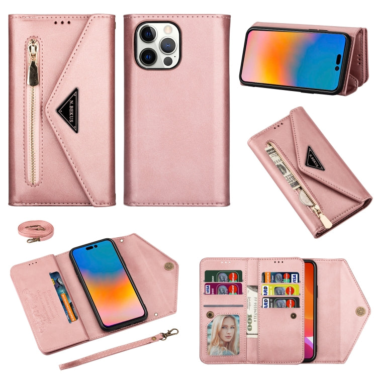 For iPhone 14 Pro Skin Feel Zipper Horizontal Flip Leather Case