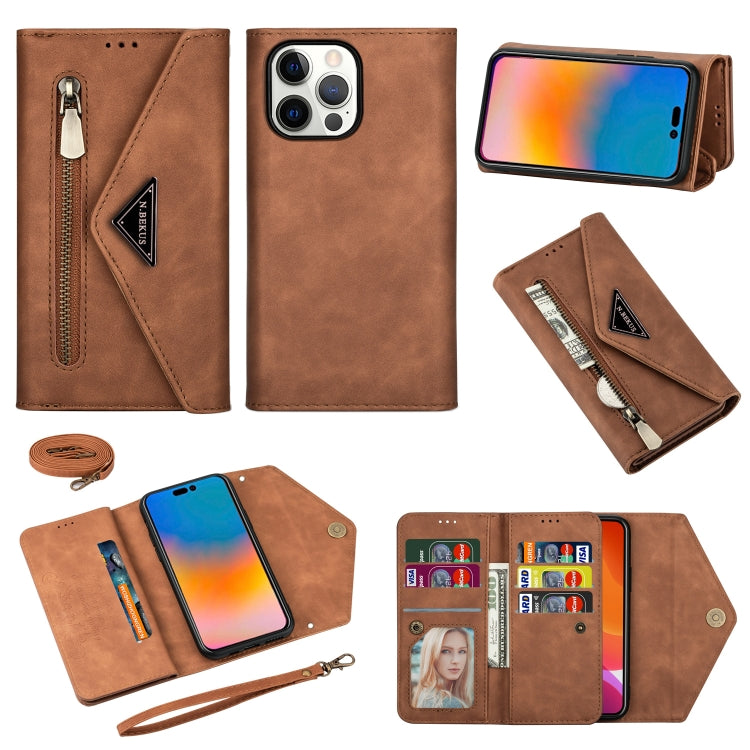 For iPhone 14 Pro Skin Feel Zipper Horizontal Flip Leather Case