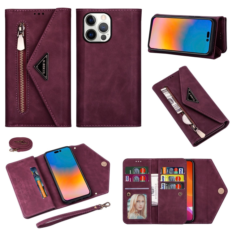 For iPhone 14 Pro Skin Feel Zipper Horizontal Flip Leather Case