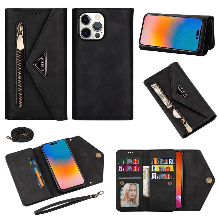 For iPhone 14 Pro Max Skin Feel Zipper Horizontal Flip Leather Case