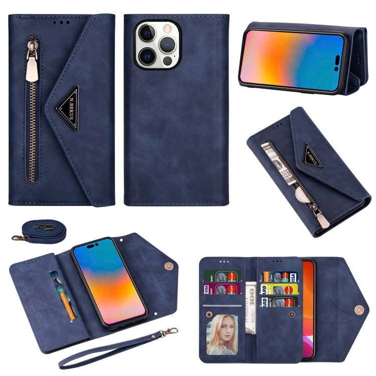 For iPhone 14 Pro Max Skin Feel Zipper Horizontal Flip Leather Case