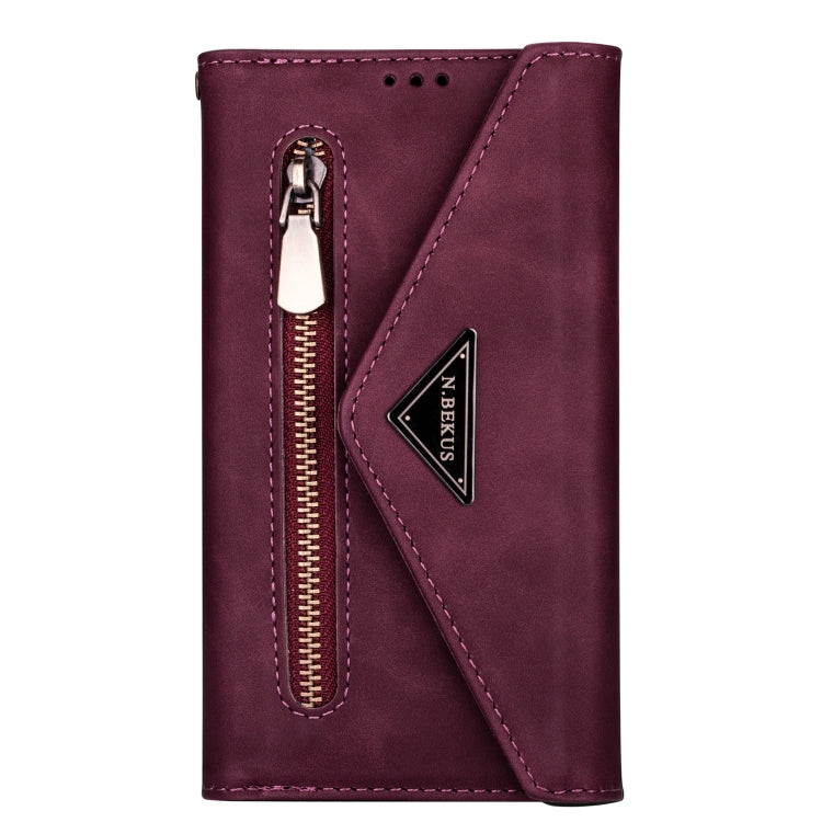 For iPhone 14 Pro Max Skin Feel Zipper Horizontal Flip Leather Case