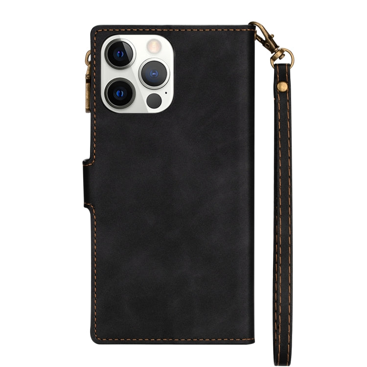 For iPhone 14 Pro Zipper Multi-card Slots Horizontal Flip Leather Case