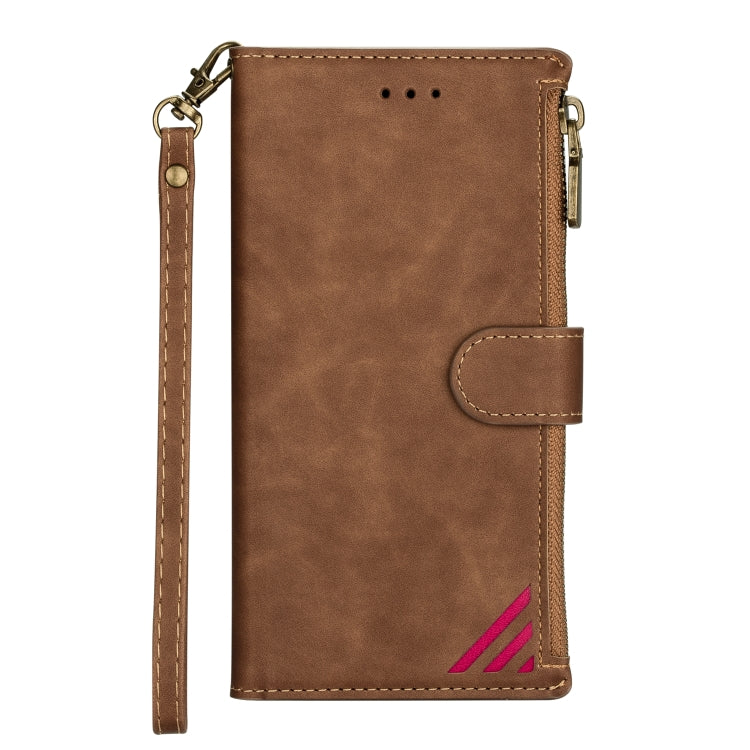 For iPhone 14 Pro Max Zipper Multi-card Slots Horizontal Flip Leather Case