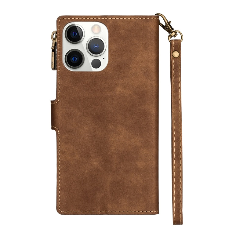 For iPhone 14 Pro Max Zipper Multi-card Slots Horizontal Flip Leather Case