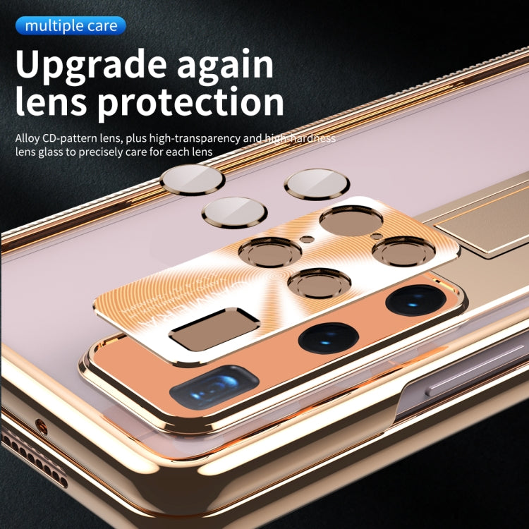 For Huawei Mate X2 Magnetic Hinges Plating Phone Case with Holder