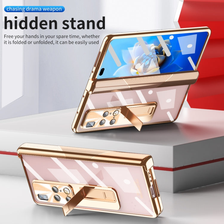 For Huawei Mate X2 Magnetic Hinges Plating Phone Case with Holder