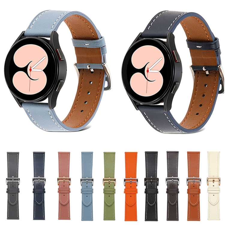 For Samsung Galaxy Watch5 Pro 45mm/5 44mm/5 40mm Plain Weave Leather Watch Band