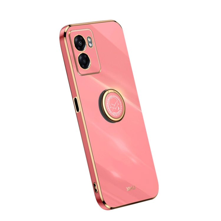 For OPPO A57 4G XINLI Straight Edge Electroplate TPU Phone Case with Ring