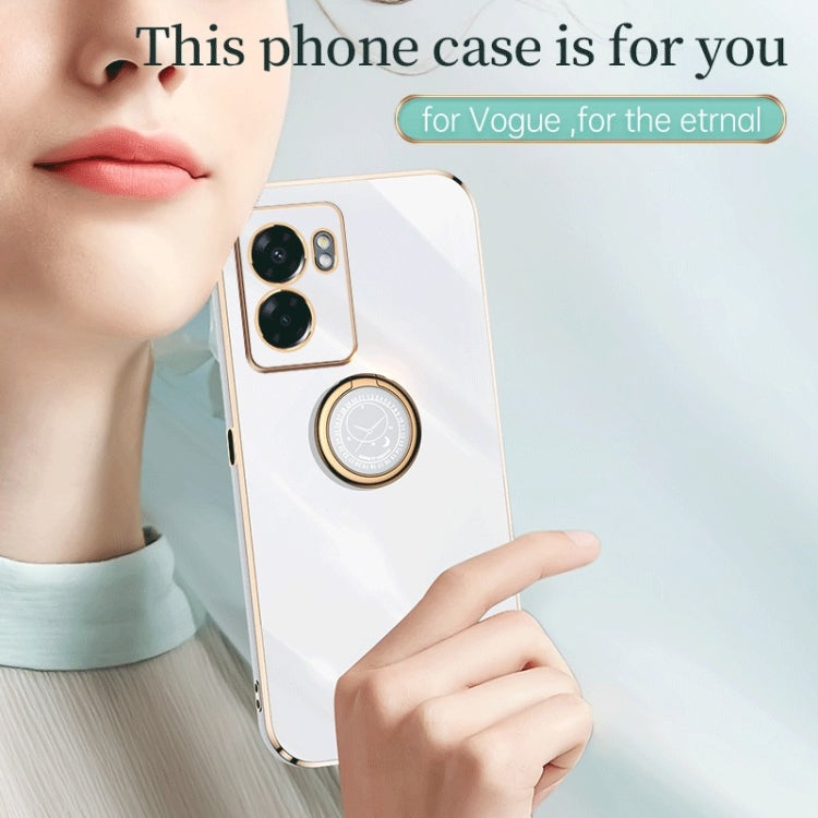 For OPPO A57 4G XINLI Straight Edge Electroplate TPU Phone Case with Ring