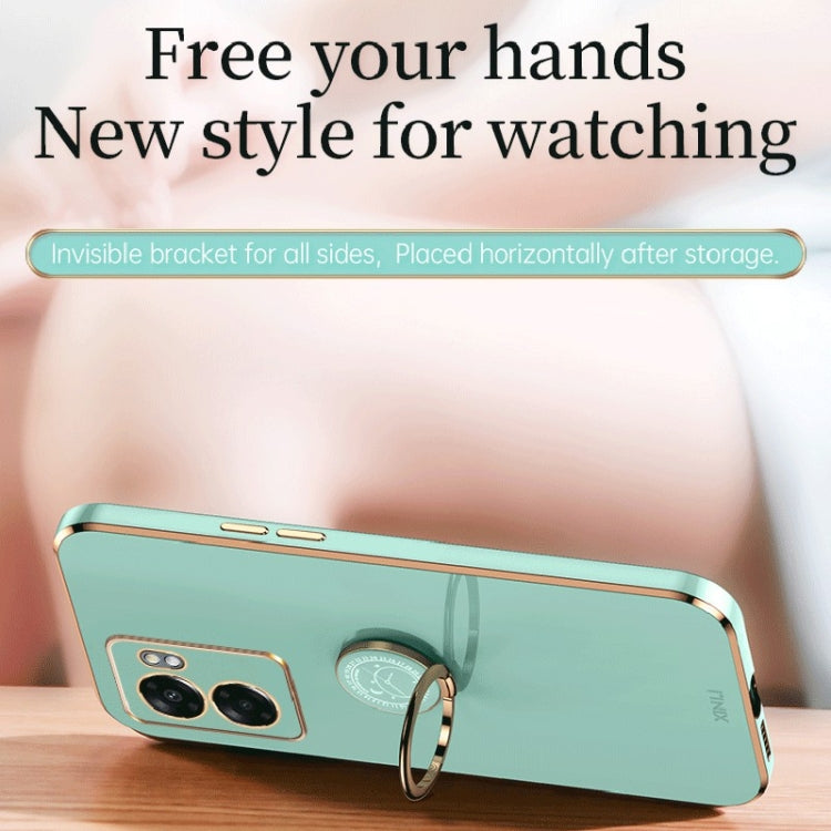 For OPPO A57 4G XINLI Straight Edge Electroplate TPU Phone Case with Ring