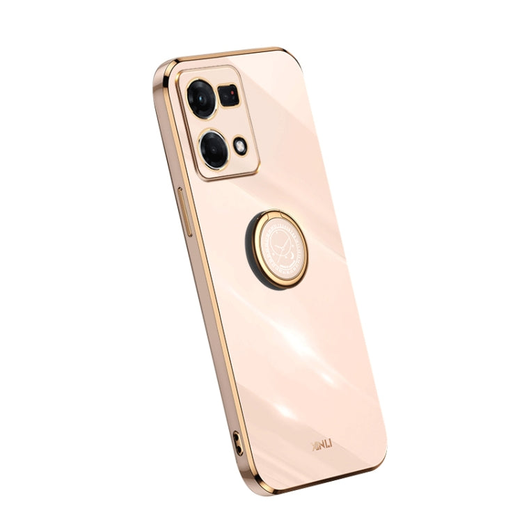 For OPPO Reno7 4G XINLI Straight Edge Electroplate TPU Phone Case with Ring