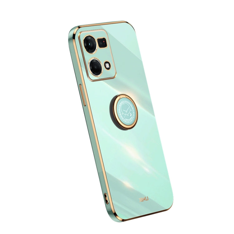 For OPPO Reno7 4G XINLI Straight Edge Electroplate TPU Phone Case with Ring