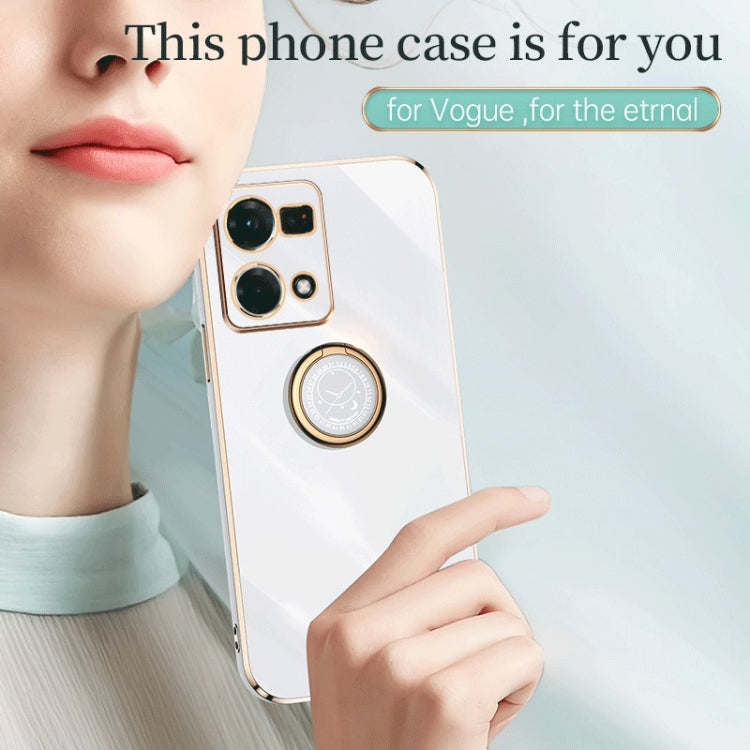 For OPPO Reno7 4G XINLI Straight Edge Electroplate TPU Phone Case with Ring