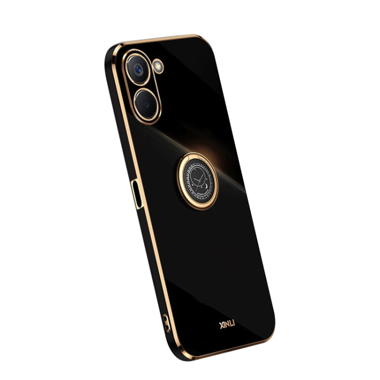 For Realme V20 5G XINLI Straight Edge Electroplate TPU Phone Case with Ring