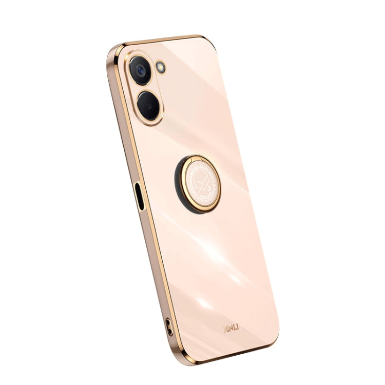 For Realme V20 5G XINLI Straight Edge Electroplate TPU Phone Case with Ring