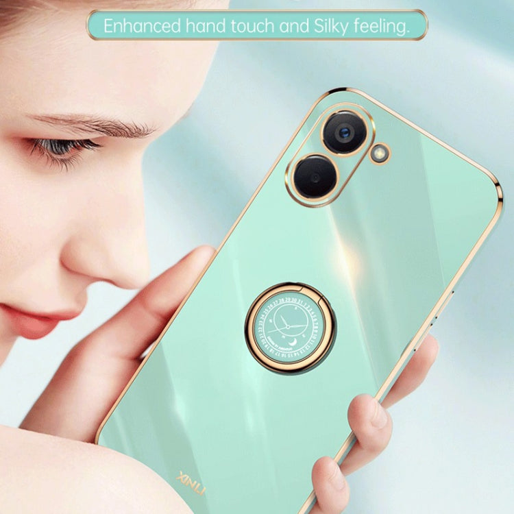 For Realme V20 5G XINLI Straight Edge Electroplate TPU Phone Case with Ring