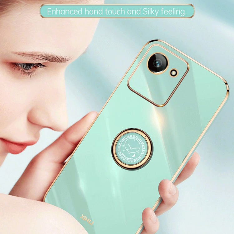 For Realme C30 XINLI Straight Edge Electroplate TPU Phone Case with Ring
