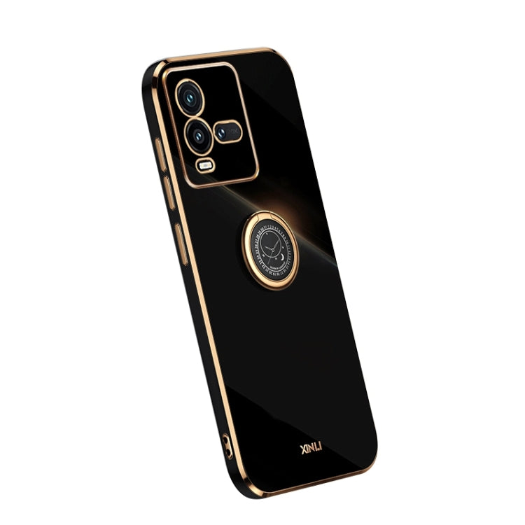For vivo iQOO 10 XINLI Straight Edge Electroplate TPU Phone Case with Ring