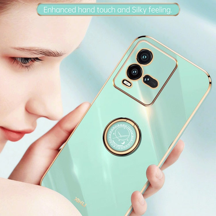 For vivo iQOO 10 XINLI Straight Edge Electroplate TPU Phone Case with Ring
