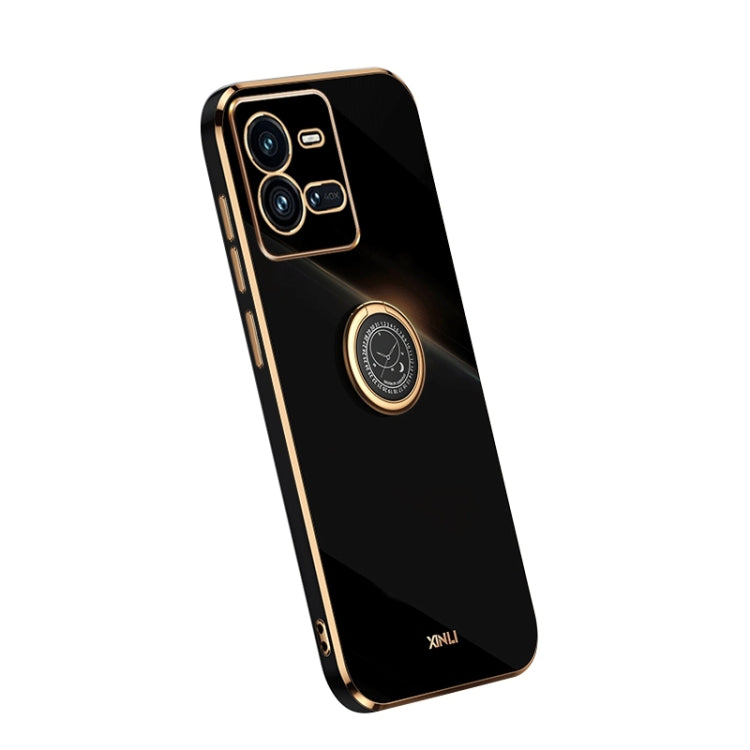 For vivo iQOO 10 Pro XINLI Straight Edge Electroplate TPU Phone Case with Ring