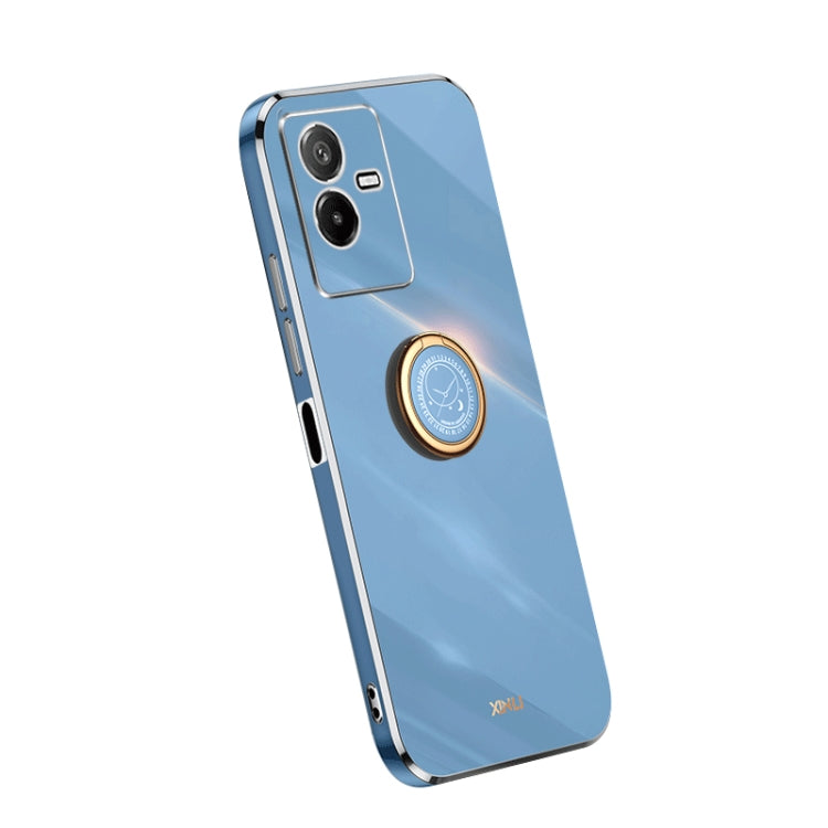 For vivo T2x 5G XINLI Straight Edge Electroplate TPU Phone Case with Ring