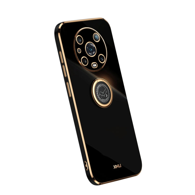 For Honor Magic4 Pro XINLI Straight Edge Electroplate TPU Phone Case with Ring