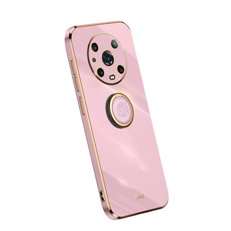 For Honor Magic4 Pro XINLI Straight Edge Electroplate TPU Phone Case with Ring