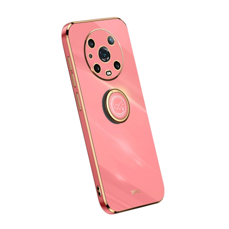 For Honor Magic4 Pro XINLI Straight Edge Electroplate TPU Phone Case with Ring